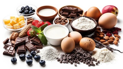 Baking ingredients for chocolate cake.