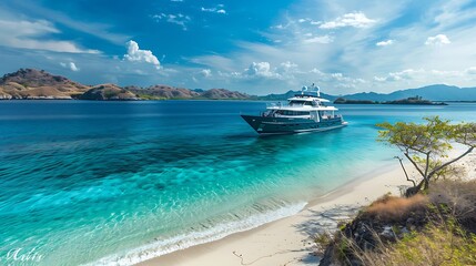 Luxury Yacht Anchored in Tropical Paradise