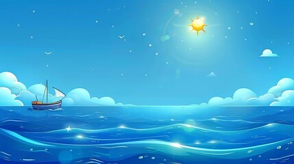 Obraz premium Sailboat on the vast ocean under the shining sun