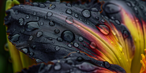 Taglilie helle Farben wirbelndes Muster mit Regentropfen