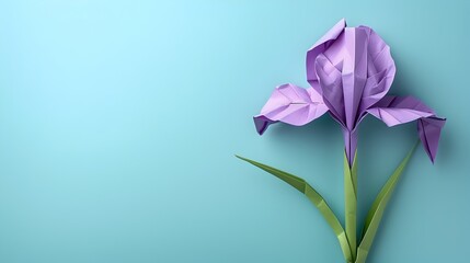 Fototapeta premium Origami-Style Winter Iris Flower on Vivid Colored Background