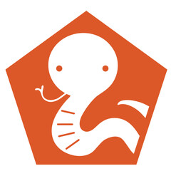 2025年巳年の干支マーク アイコン イラスト/朱色・白抜き・文字なし