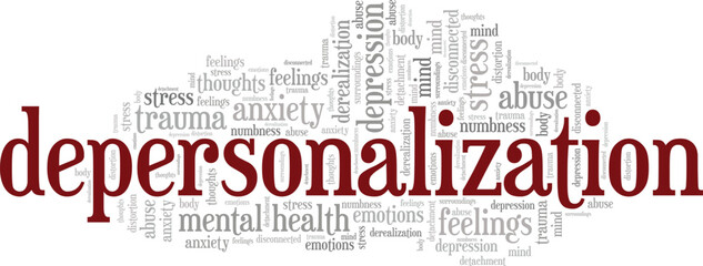 Fototapeta premium Depersonalization word cloud conceptual design isolated on white background.