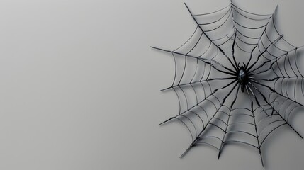 Origami-Style Spider Web in Halloween Theme on Gray Background