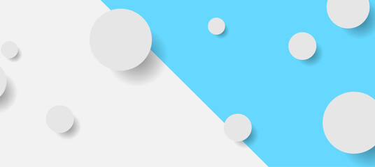 Contrast white and blue minimal abstract background with paper circles. Geometric vector design