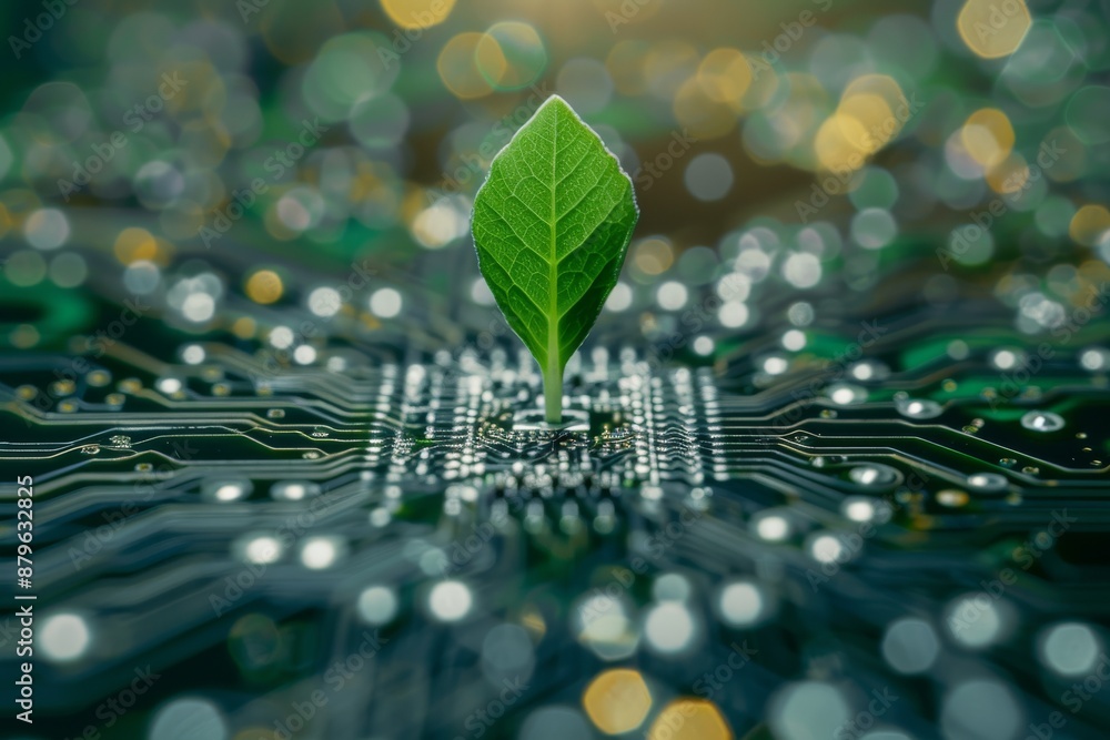 Poster sustainability and digital technology fusion in uhd image style in 8k created using generative ai