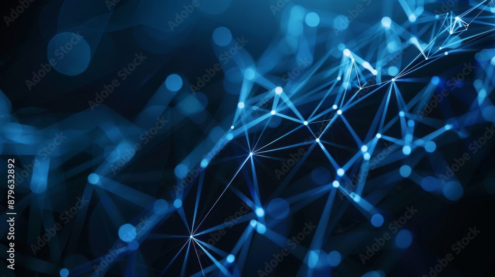 Poster the image is an abstract blue background with a network grid and particles connecting. stock aig21.