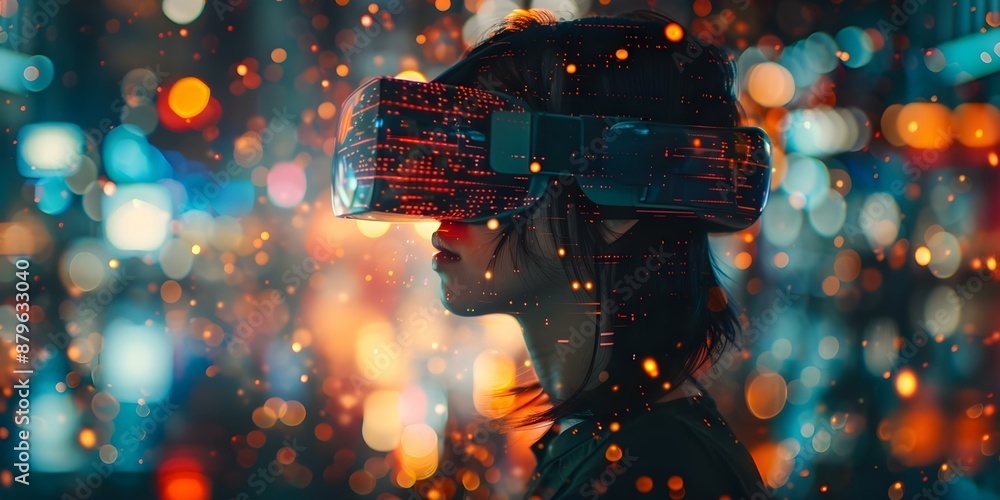 Aufkleber revolutionizing technology virtual worlds in cyberspace blending digital and physical realms. concep