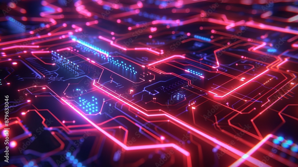 Poster abstract 3d digital background for describing network capabilities, technological processes, digital
