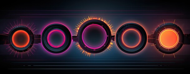 Fototapeta premium Abstract futuristic glowing circles.