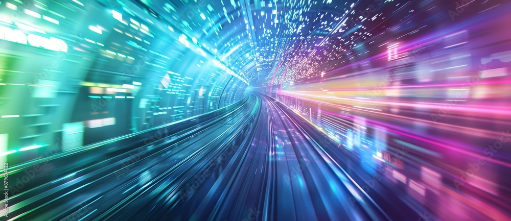 Poster graphs and hexagonal grids with abstract high-speed technology and pov motion blur