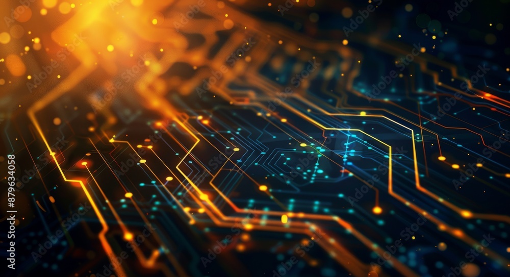 Poster background for technology and science using abstract computer motherboard images. can be used in the