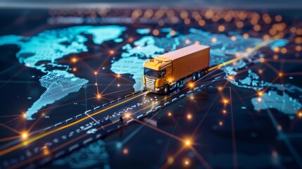 Obraz premium Logistics international delivery concept, World map with logistic network distribution on background.background for Concept of fast or instant shipping, Online goods orders worldwide