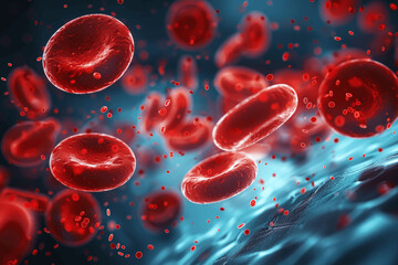 Red Blood Cells Flowing in Veins Close-up Medical Microscope Scientific Illustration AI