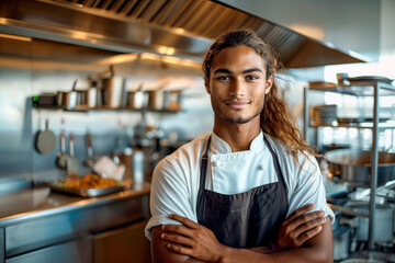Confident Chef in Professional Kitchen
