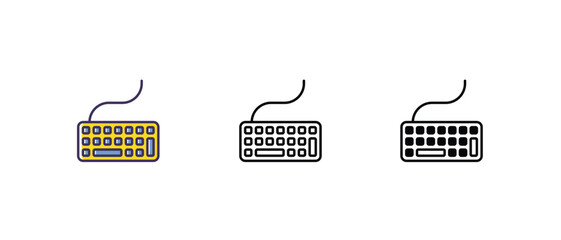 Keyboard Icons thin line and glyph vector icon stock illustration 