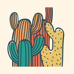 Cactus plants, floral icon vector illustration. Western desert plants design for poster, prints, banner, card and art print.