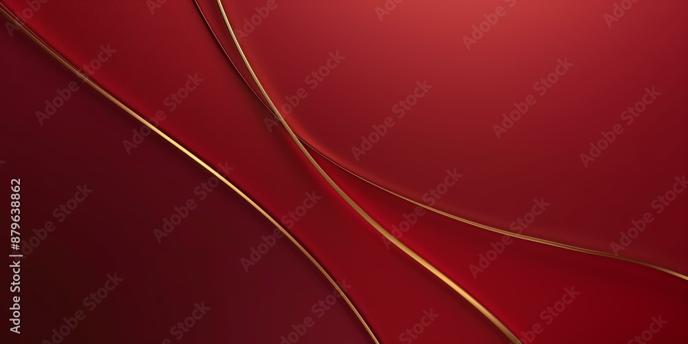 Aufkleber an abstract image featuring a red background with elegant golden lines creating smooth, flowing wave