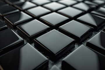 A close up of black tiles with a shiny surface