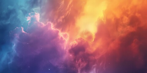 Fototapeta premium A stunning digital artwork of colorful nebula clouds in space with shades of blue, purple, pink, and orange.