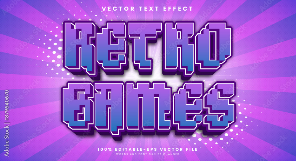Poster retro games pixel editable text effect template with modern style