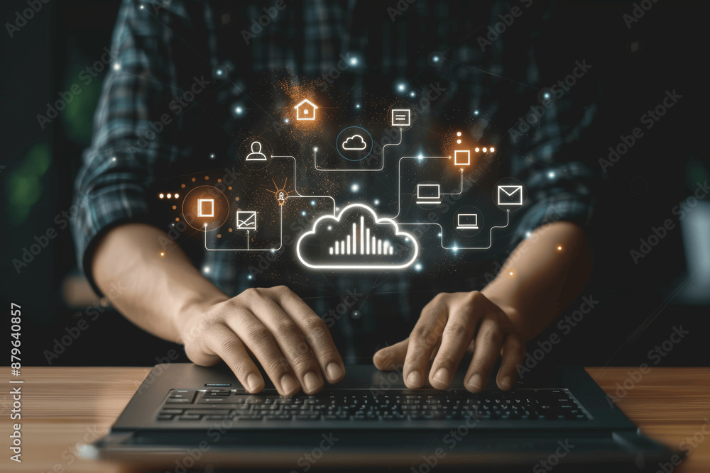 Poster cloud computing for online business financial security, data management and virtual infrastructure