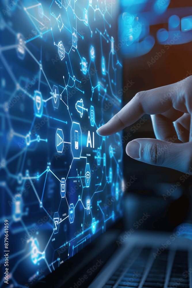 Poster digital transformation with ai technology: business process strategy, big data, cloud computing and 