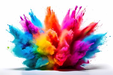 Colorful rainbow paint color powder explosion background, AI Generated