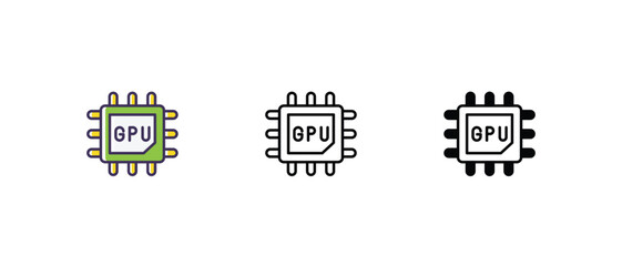 GPU Icons thin line and glyph vector icon stock illustration 