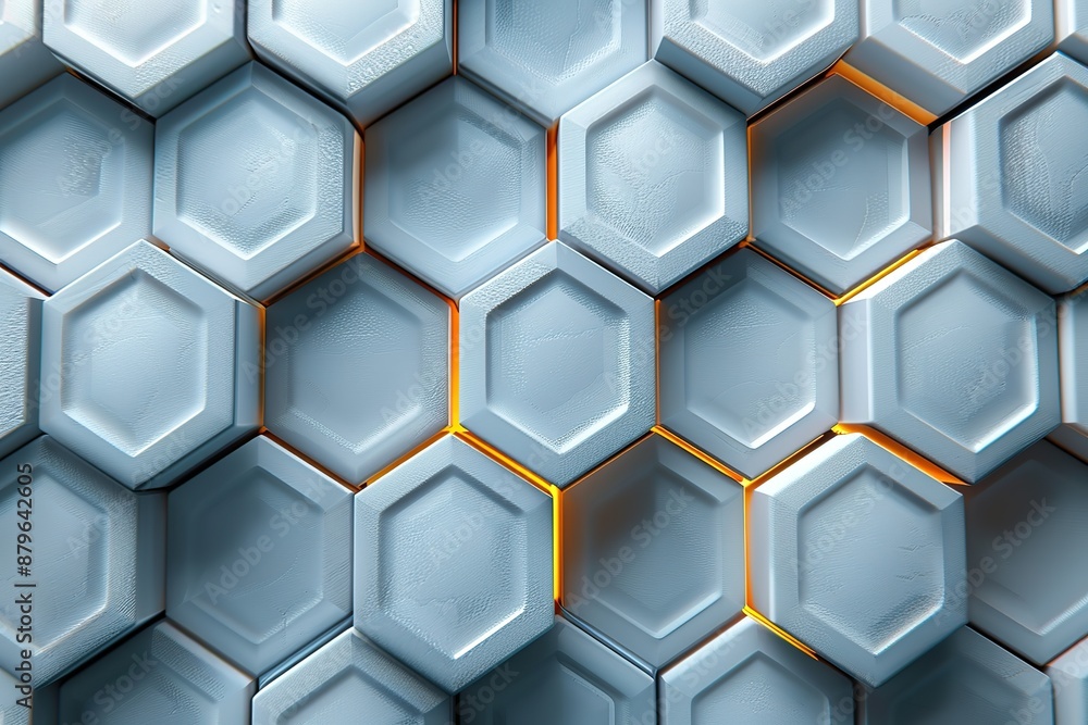 Poster the image is a close up of a wall made of hexagonal blocks