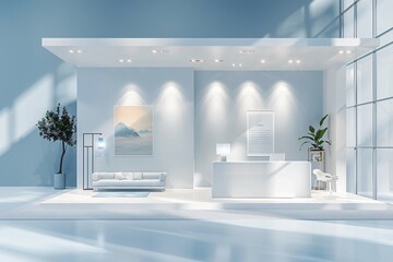 Modern Minimalist Reception Area with Natural Light and Elegant Decor