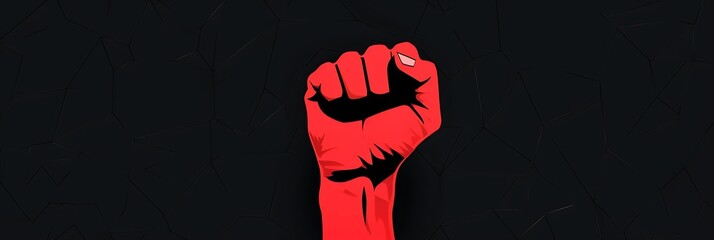 red fist up on black background