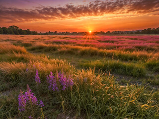 Fototapeta premium lavender field in the morning