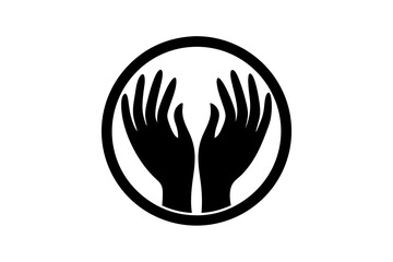 Obraz premium hand shape in circle like a logo silhouette vector illustration 