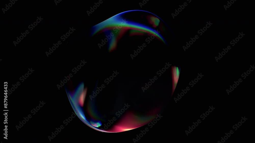 Poster abstract animation, background design with iridescent wavy circle, 4k looping video, 3d render
