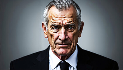 Elderly man with sorrowful expression at funeral