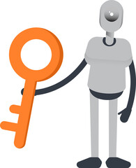 Humanoid Robot Character Holding Key

