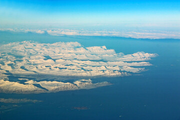 Obraz premium Aerial view of Greenland in winter