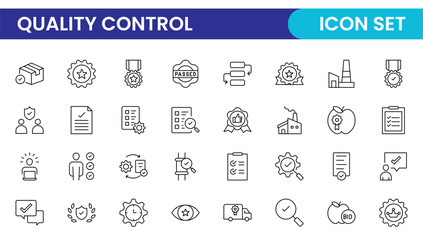 Quality Control line icon set. Included the icons as inspect, QA, qualify, quality control, check, verify, and more.
