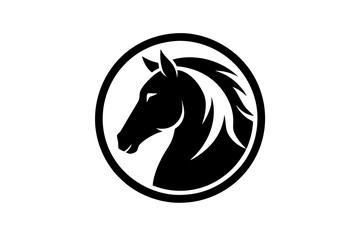 it features a front facing silhouette of a horse silhouette vector illustration 