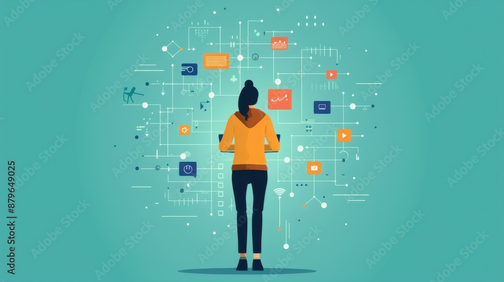 Poster user-centered: usability, accessibility, experience, interaction, engagement, person testing user in