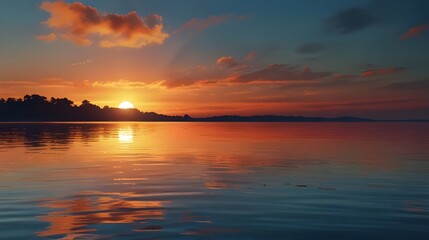 Obraz premium Spectacular Abstract Ocean Sunrise Sky Reflection - Digital Art 3D Illustration, ocean sunrise, seascape illustration, nature digital art, sunset seascape, water reflection