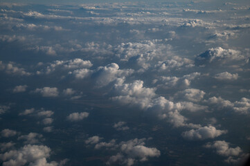 View of clouds over Europe from an airplane