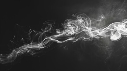 Thin white smoke trails, black background, ethereal and haunting