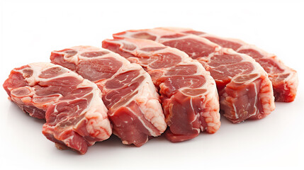 Fototapeta premium Raw pork. Pieces of fresh meat isolated on a white background.