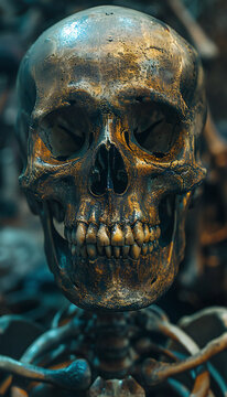 Recreation of a deteriorated human skull with the teeth