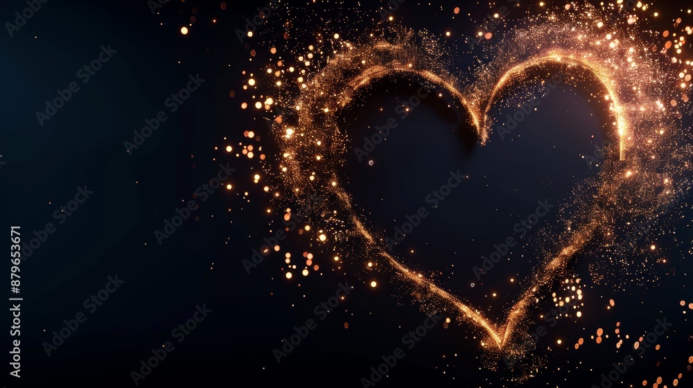 Aufkleber radiant heart shape with sparkling particles on black background