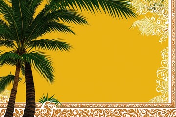 Jamaica reggae inspired wallpaper with music note and palm tree motifs