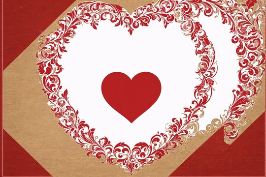 Croatia licitar heart motif wallpaper in traditional red and white