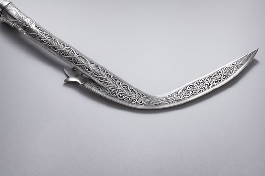 Oman khanjar dagger motif wallpaper in elegant silver and white